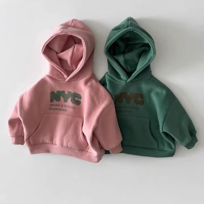 Kids NYC Holiday Fleece Hoodie Warm Winter Sweatshirt