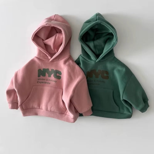 Kids NYC Holiday Fleece Hoodie Warm Winter Sweatshirt