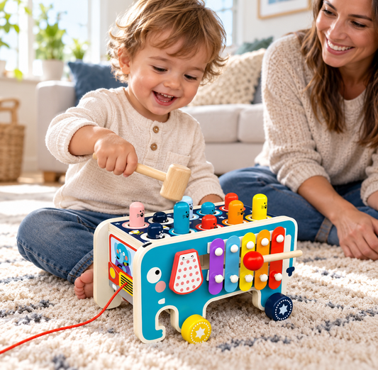 Montessori Wooden Elephant Whack-a-Mole Toy, Educational Toys Near Me