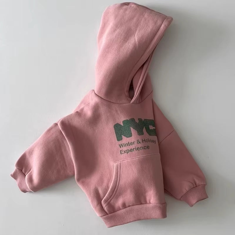 Kids NYC Holiday Fleece Hoodie Warm Winter Sweatshirt