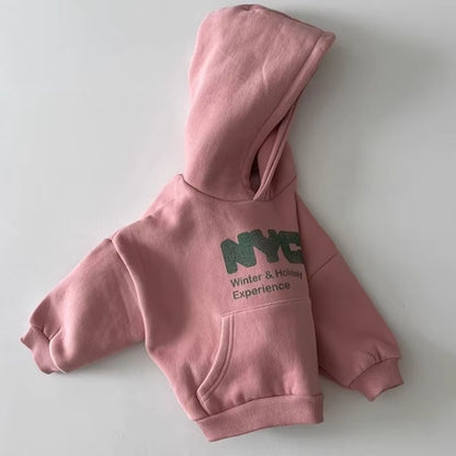 Kids NYC Holiday Fleece Hoodie Warm Winter Sweatshirt