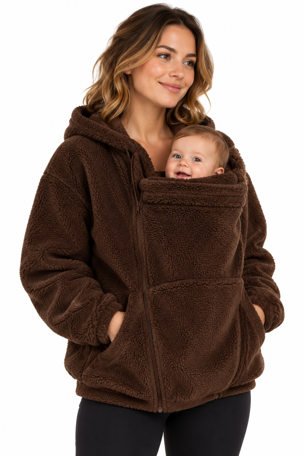 Women’s Two In One Maternity Fleece Hoodie with Baby Carrier Insert