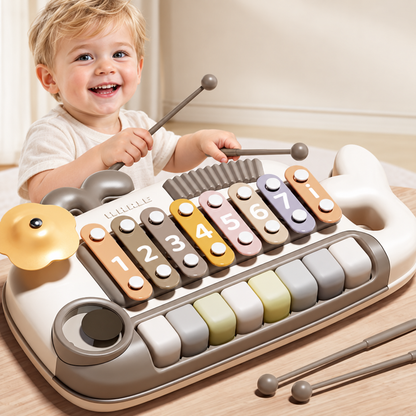 Whale Musical Piano & Drum Toy for Toddlers Ages 3