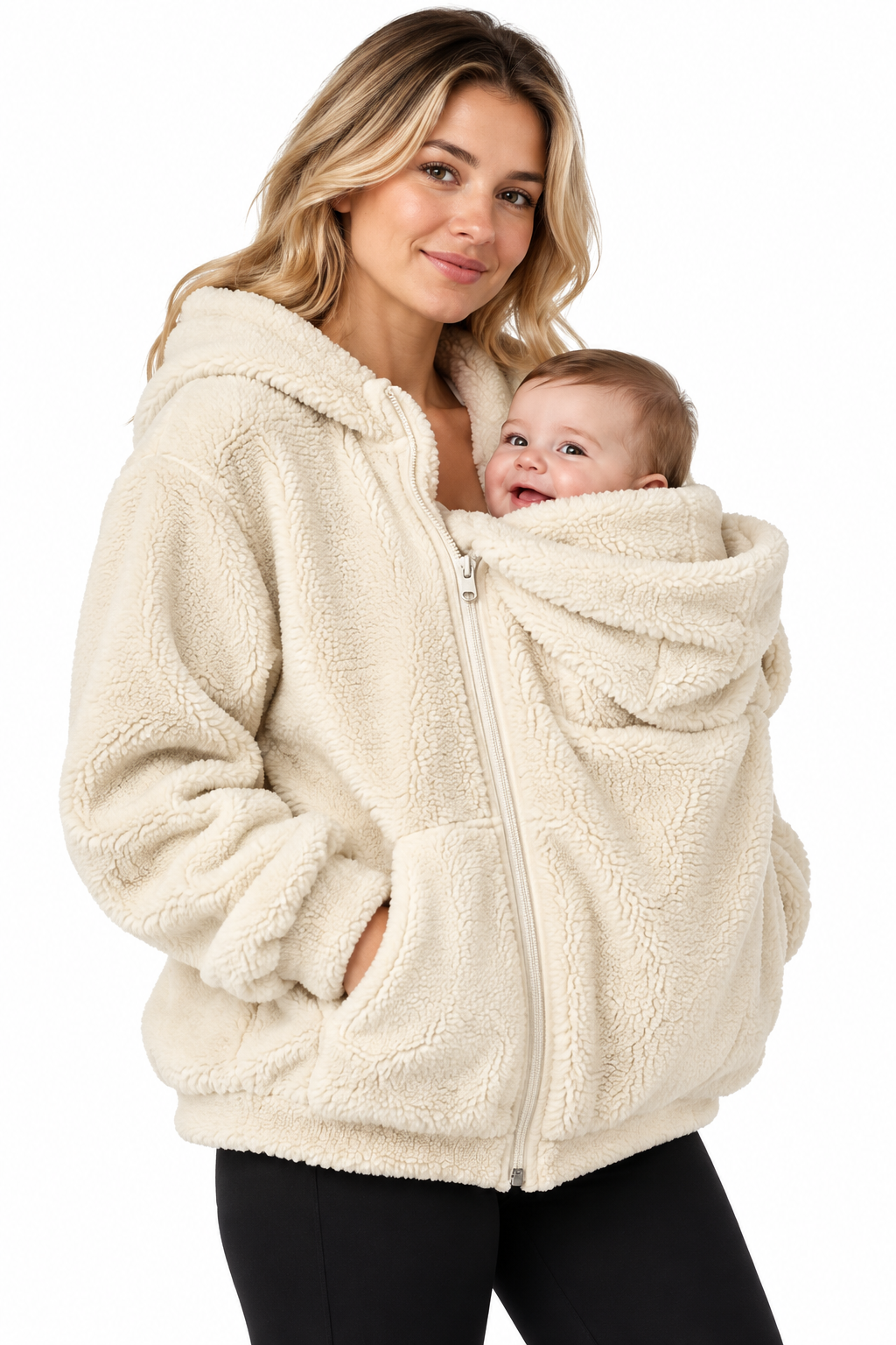 Women’s Two In One Maternity Fleece Hoodie with Baby Carrier Insert
