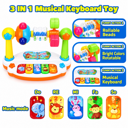 Musical Baby Piano Toy with Lights & Sounds for Toddlers