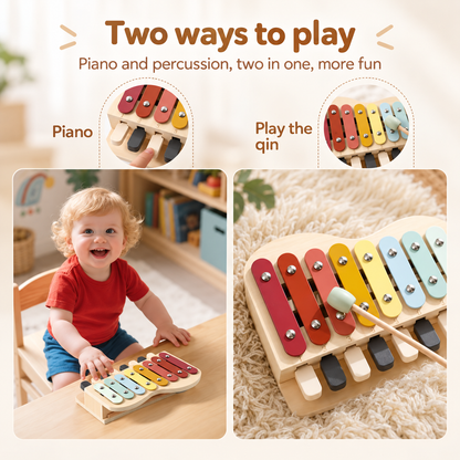 Montessori Wooden Piano & Xylophone Toy for Toddlers