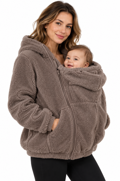 Women’s Two In One Maternity Fleece Hoodie with Baby Carrier Insert