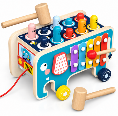 Montessori Wooden Elephant Whack-a-Mole Toy, Educational Toys Near Me