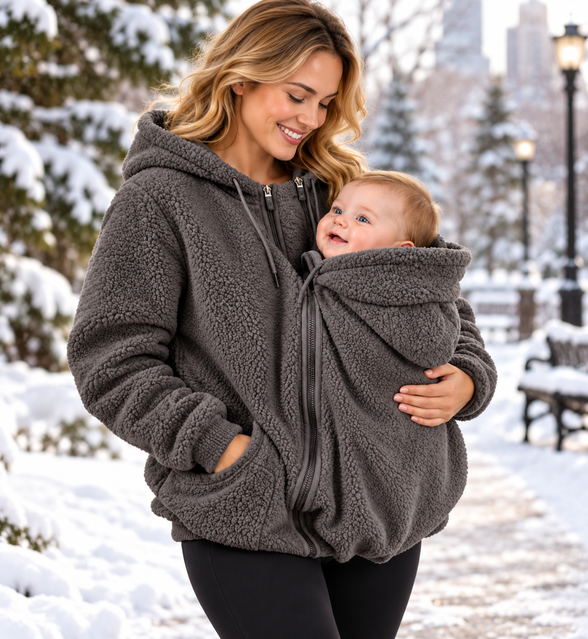 Women’s Two In One Maternity Fleece Hoodie with Baby Carrier Insert