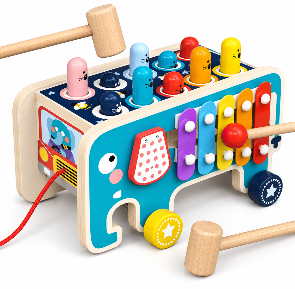 Montessori Wooden Elephant Whack-a-Mole Toy, Educational Toys Near Me