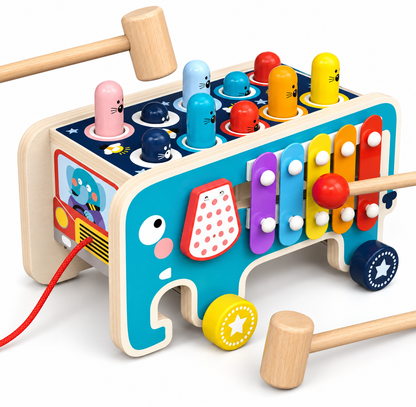 Montessori Wooden Elephant Whack-a-Mole Toy, Educational Toys Near Me