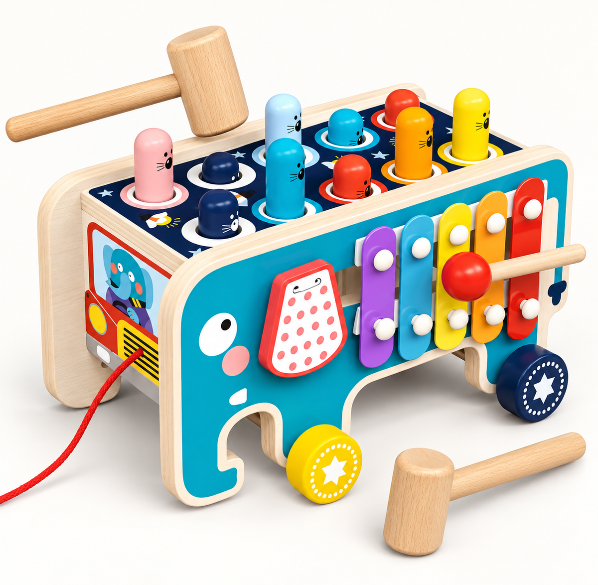 Montessori Wooden Elephant Whack-a-Mole Toy, Educational Toys Near Me
