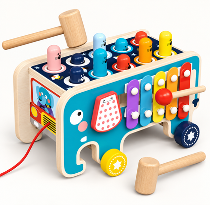 Montessori Wooden Elephant Whack-a-Mole Toy, Educational Toys Near Me