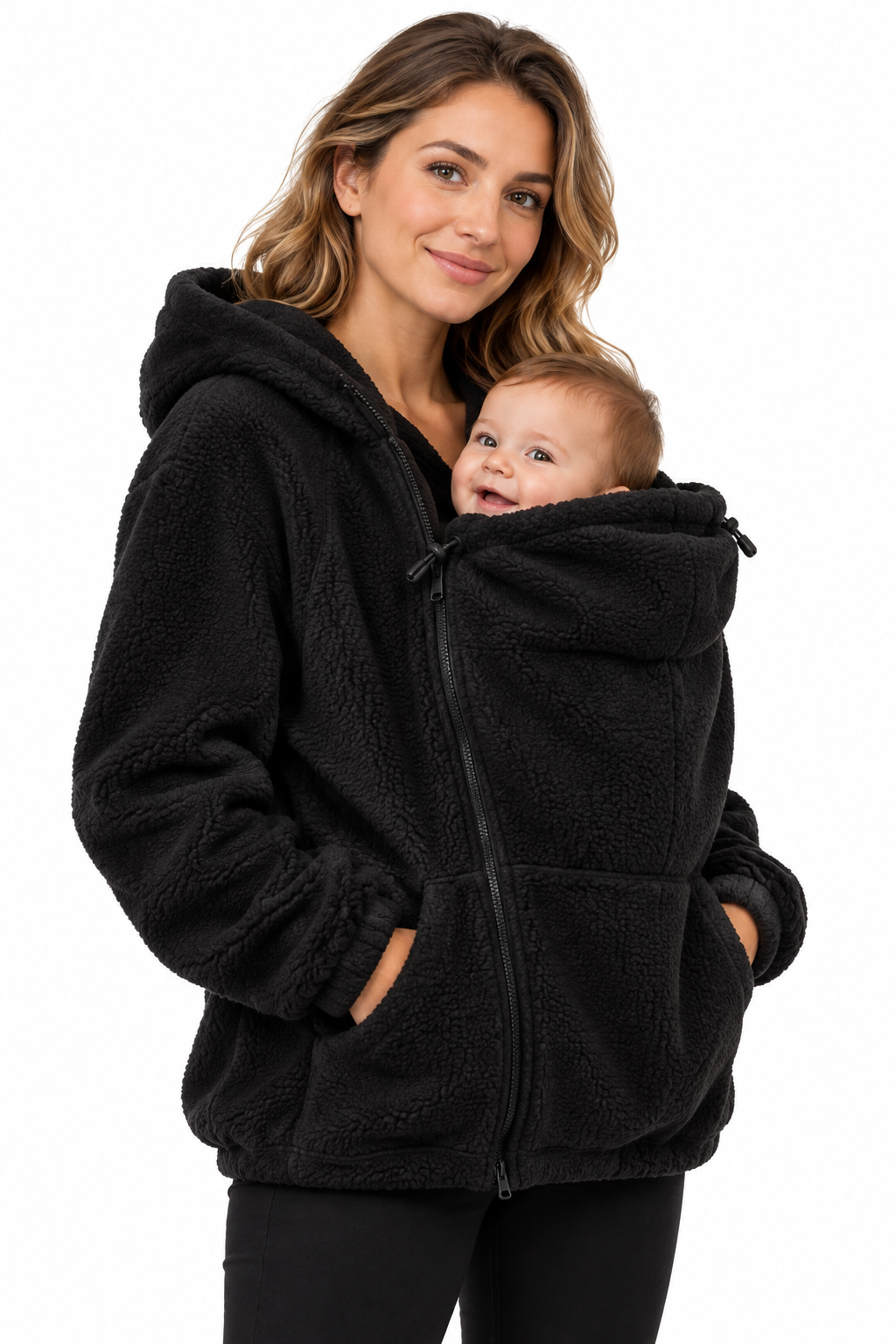 Women’s Two In One Maternity Fleece Hoodie with Baby Carrier Insert