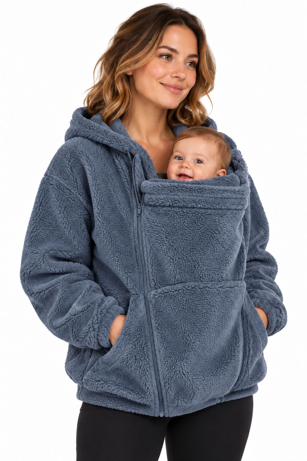 Women’s Two In One Maternity Fleece Hoodie with Baby Carrier Insert