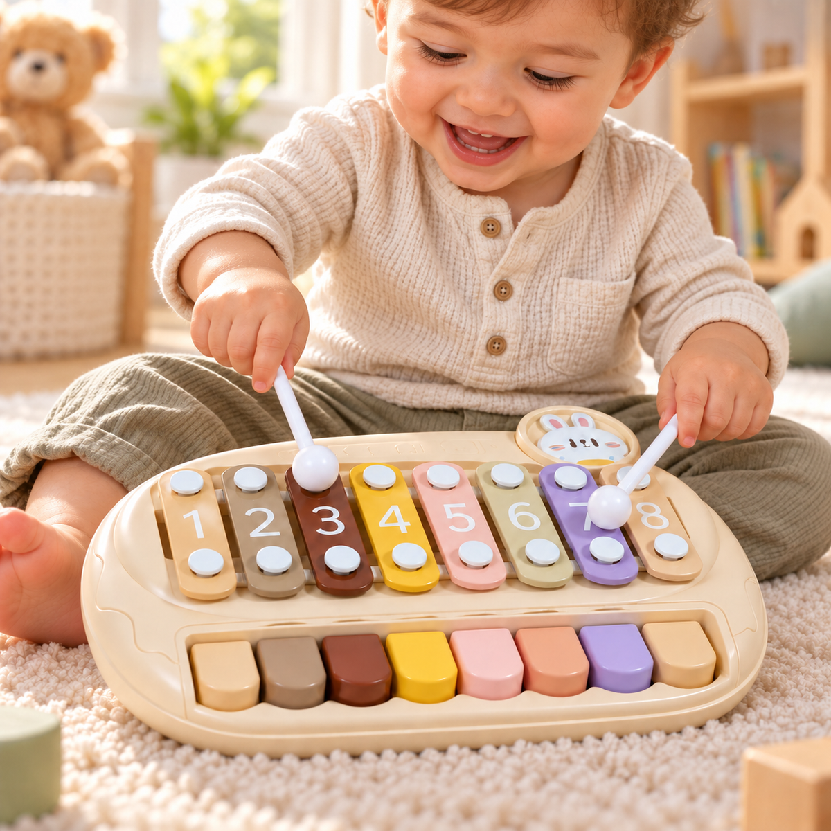 2 In 1 Baby Piano & Percussion Musical Toy for Infants 6–12 Months