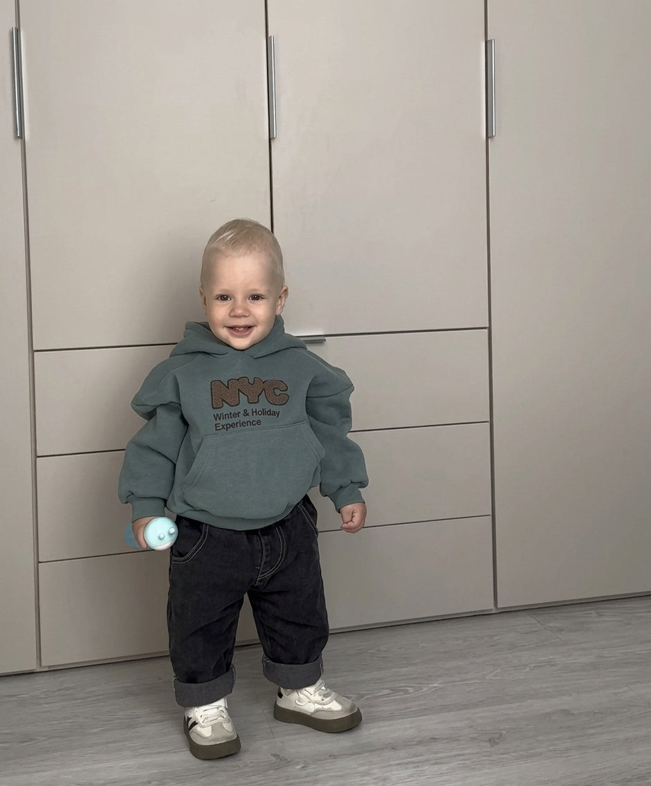 Kids NYC Holiday Fleece Hoodie Warm Winter Sweatshirt