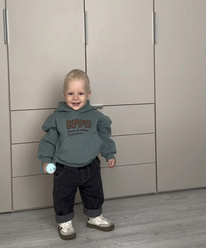 Kids NYC Holiday Fleece Hoodie Warm Winter Sweatshirt
