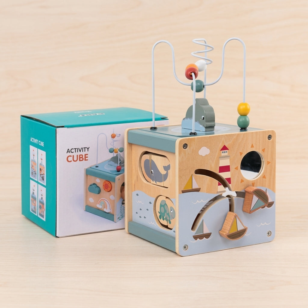 Ocean Montessori Wooden Activity Cube Educational Toys for Toddlers