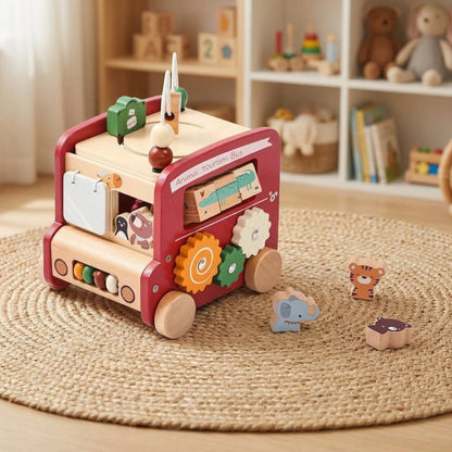 Animal Car Montessori Wooden Activity Cube Educational Toys for Toddlers