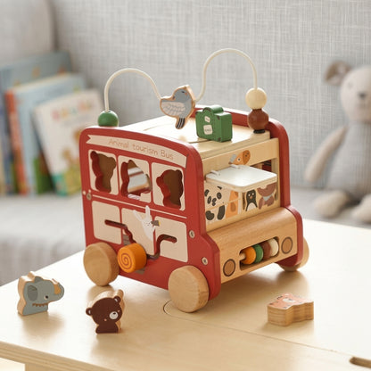 Animal Car Montessori Wooden Activity Cube Educational Toys for Toddlers