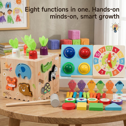 Carrot Animal Montessori Wooden Activity Cube Educational Toys for Toddlers