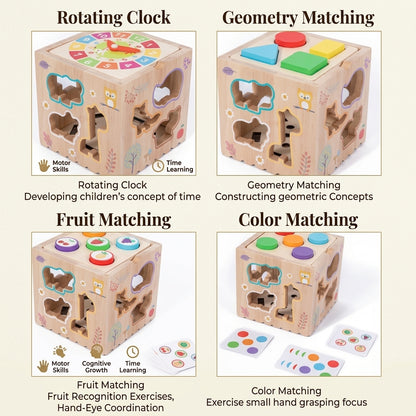 Carrot Animal Montessori Wooden Activity Cube Educational Toys for Toddlers