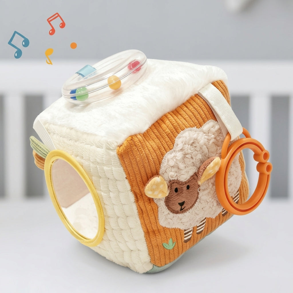 Soft Plush Baby Activity Cube Newborn Sensory Developmental Toy