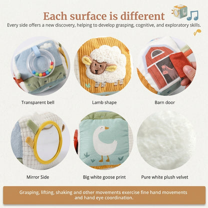 Soft Plush Baby Activity Cube Newborn Sensory Developmental Toy