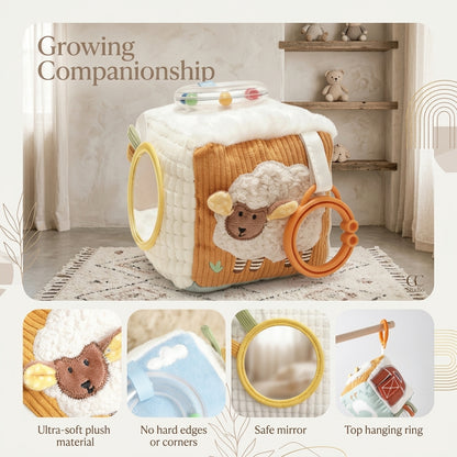 Soft Plush Baby Activity Cube Newborn Sensory Developmental Toy