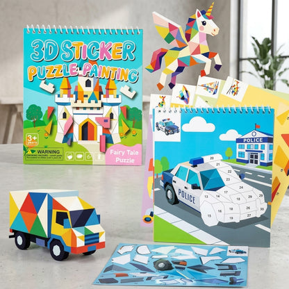 3D Cartoon Animal Geometry Sticker Book | Kids DIY Collage Puzzle