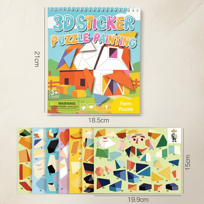 3D Cartoon Animal Geometry Sticker Book | Kids DIY Collage Puzzle