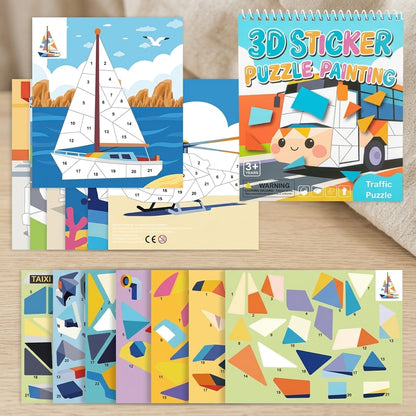 3D Cartoon Animal Geometry Sticker Book | Kids DIY Collage Puzzle