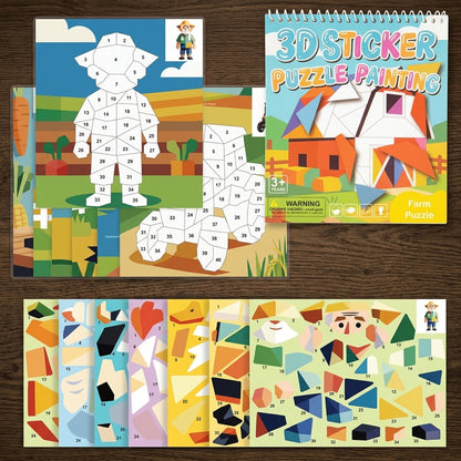 3D Cartoon Animal Geometry Sticker Book | Kids DIY Collage Puzzle