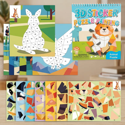 3D Cartoon Animal Geometry Sticker Book | Kids DIY Collage Puzzle