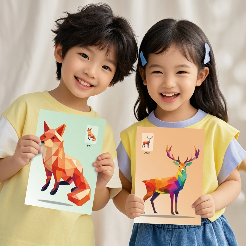 Challenges Kids 3D Animal Geometry Sticker Book Focus Training Toy