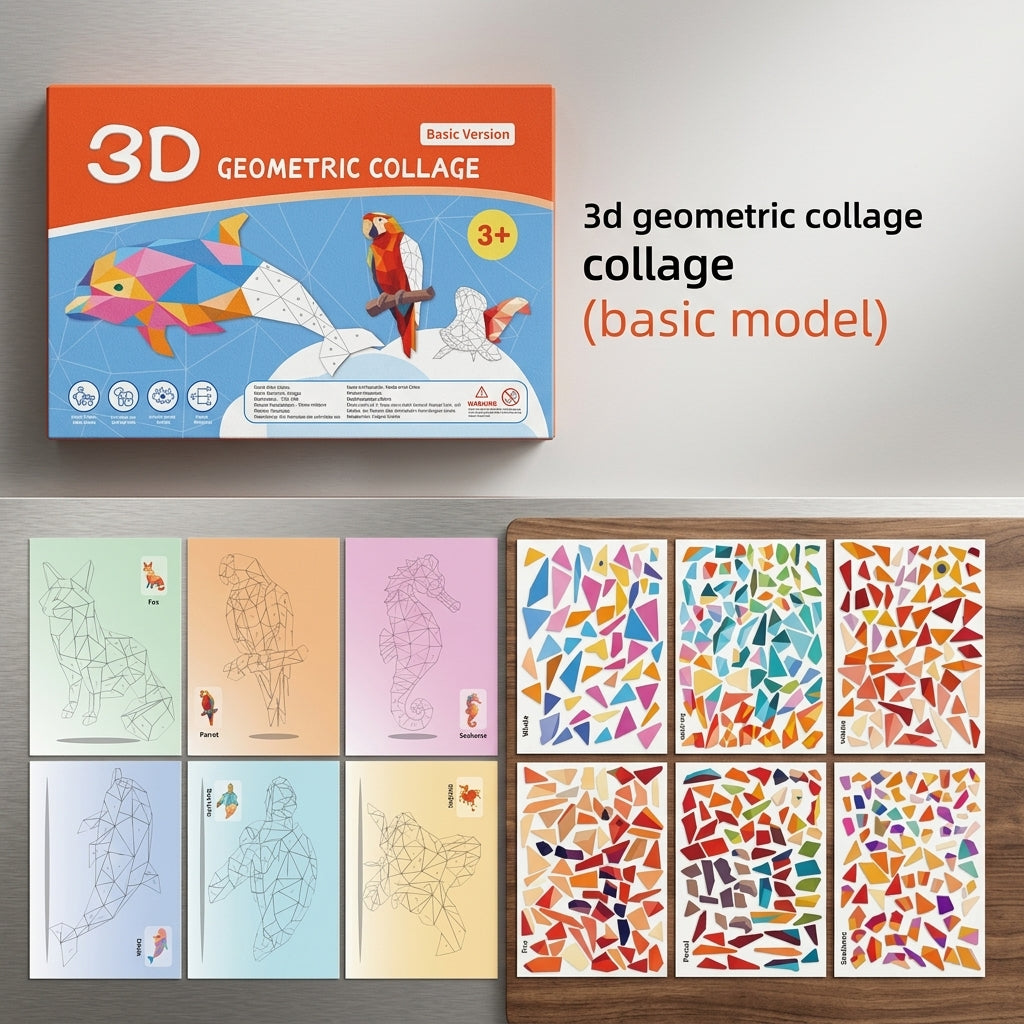 Challenges Kids 3D Animal Geometry Sticker Book Focus Training Toy