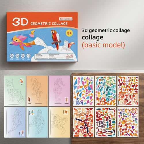 Challenges Kids 3D Animal Geometry Sticker Book Focus Training Toy