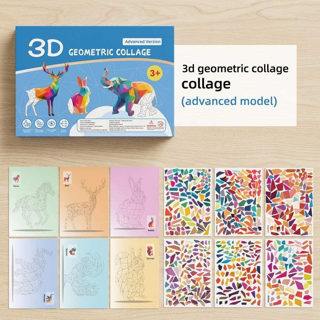 Challenges Kids 3D Animal Geometry Sticker Book Focus Training Toy
