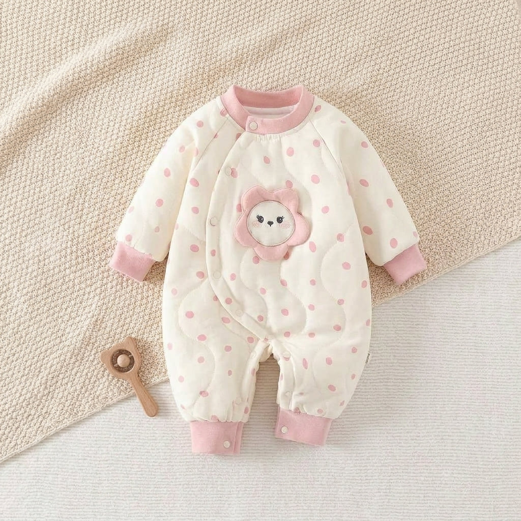 Cute Floral Newborn Winter Romper Infant Warm Cotton Jumpsuit