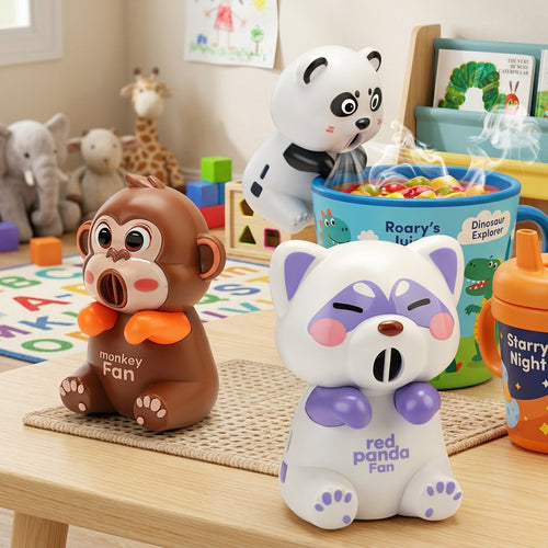 Cute Panda & Monkey Mini Food Fan with Speeds Clip-On Bowl Cooler