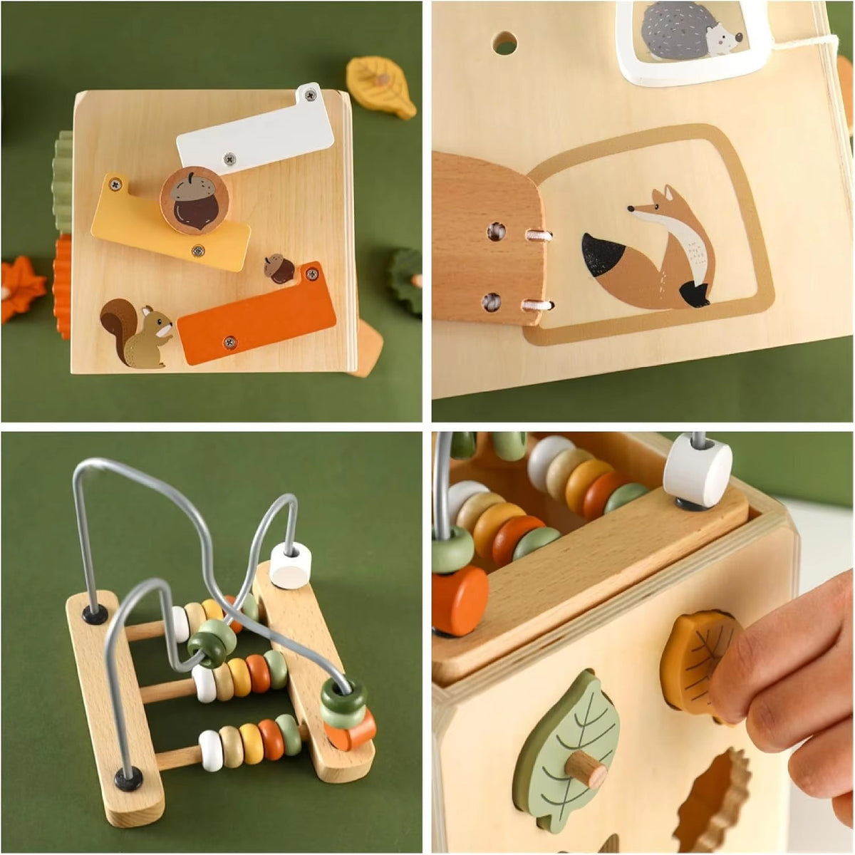 Montessori Wooden Activity Cube with Shape Sorter & Ball Drop