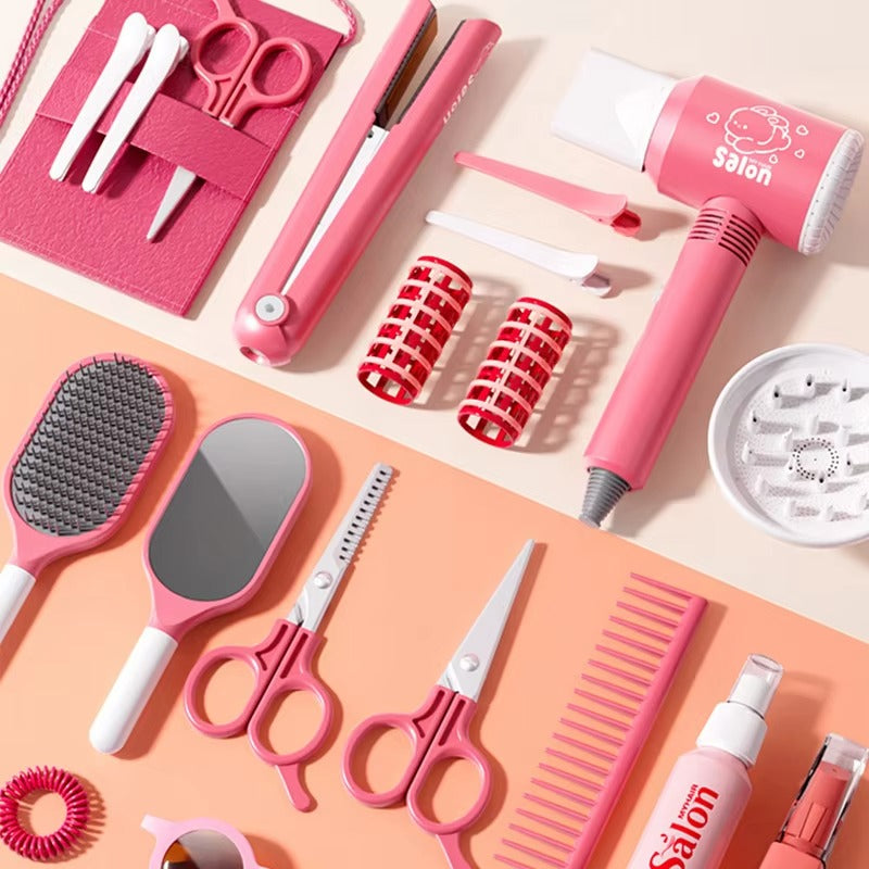 Princess Hair Salon Pretend Play Set with Toy Hair Dryer & Styling Tools