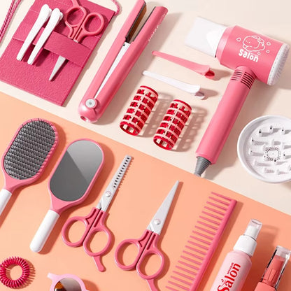 Princess Hair Salon Pretend Play Set with Toy Hair Dryer & Styling Tools
