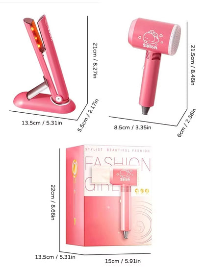 Princess Hair Salon Pretend Play Set with Toy Hair Dryer & Styling Tools