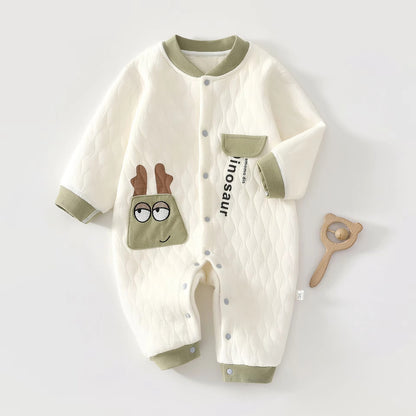 Baby Winter Jumpsuit, Thick Cotton 3-Layer Outfit for 0–18 Months