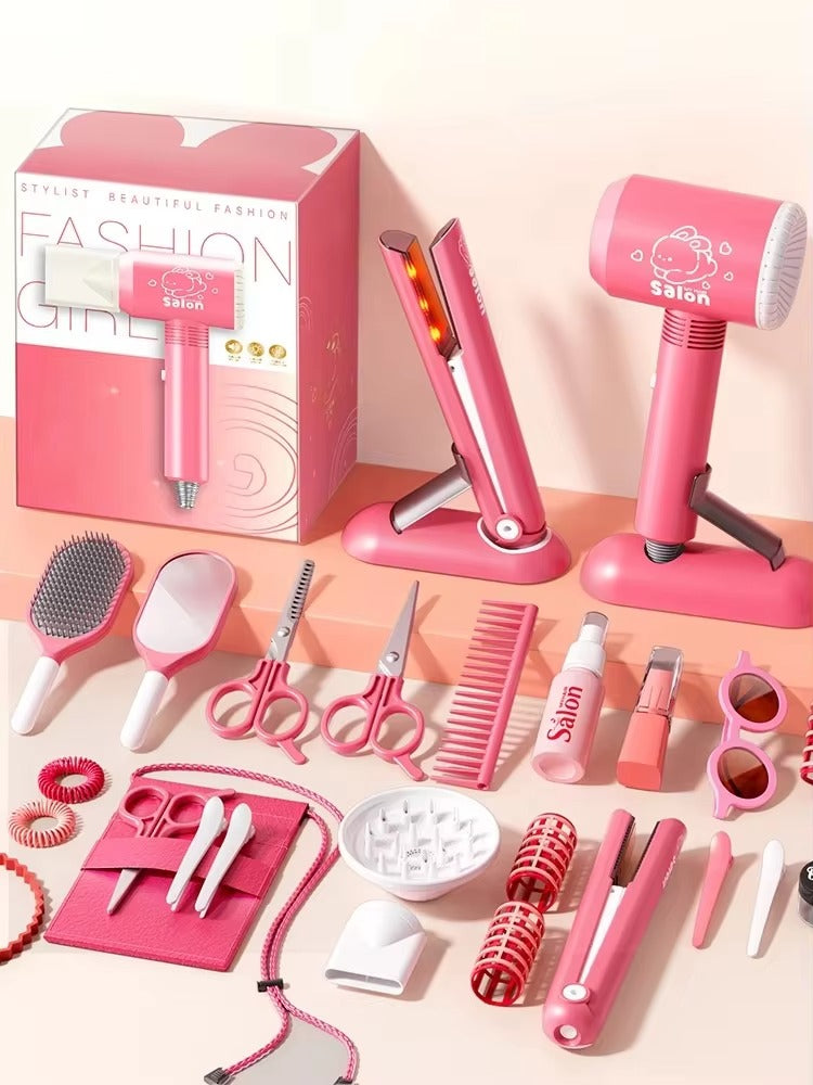 Princess Hair Salon Pretend Play Set with Toy Hair Dryer & Styling Tools