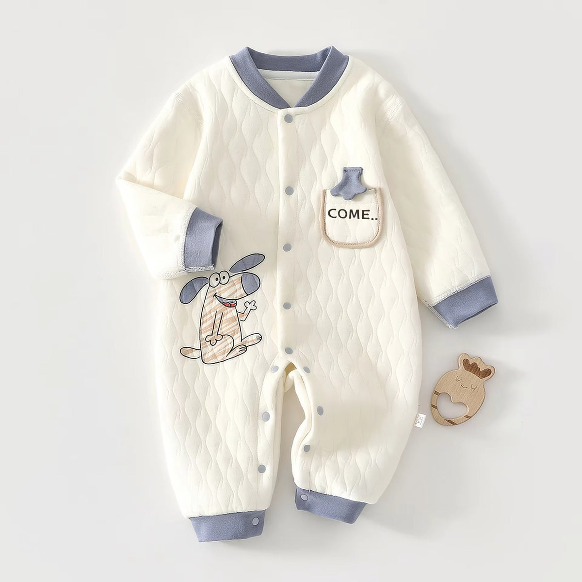 Baby Winter Jumpsuit, Thick Cotton 3-Layer Outfit for 0–18 Months