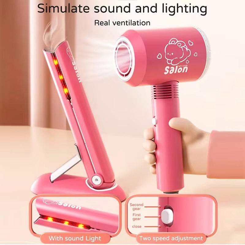 Princess Hair Salon Pretend Play Set with Toy Hair Dryer & Styling Tools